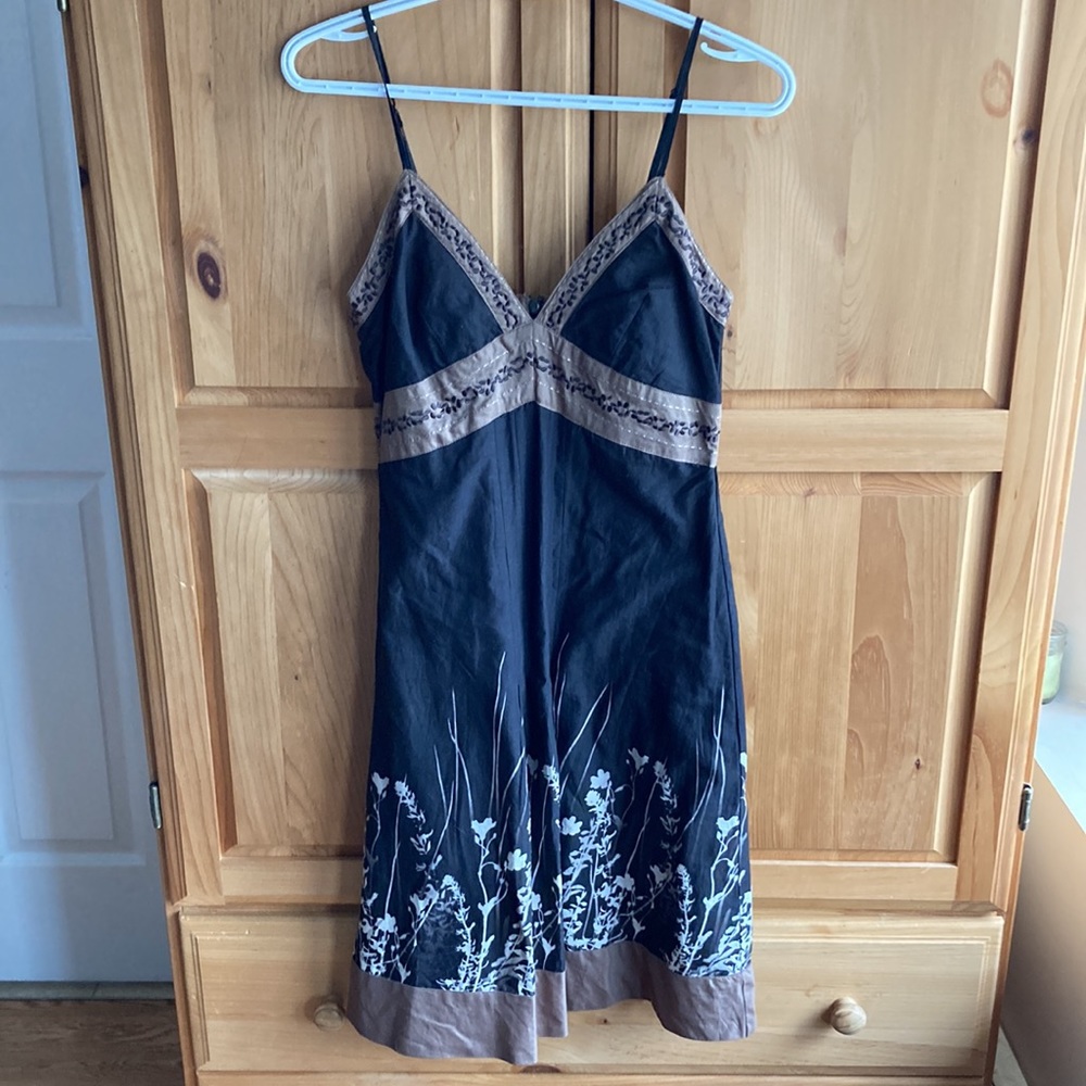 Brown Floral Spaghetti Strap Dress